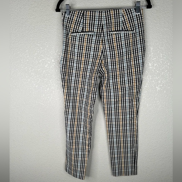 A New Day Checked Blue Tan White Pull On Pants Classic Casual Career Size 4 - Picture 2 of 6